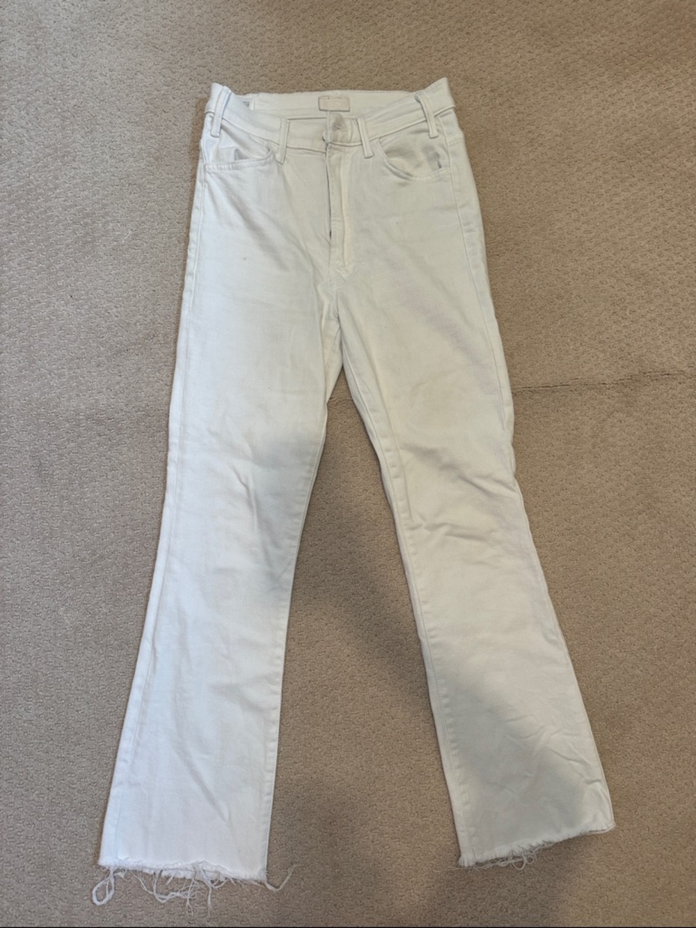 Mother Denim Women’s 26 High Rise White Frayed Hem Jeans